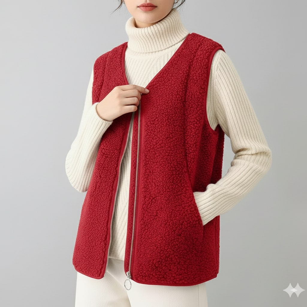 Estelle Women’s Fleece Vest – Plush Shearling Vest Lightweight Layer