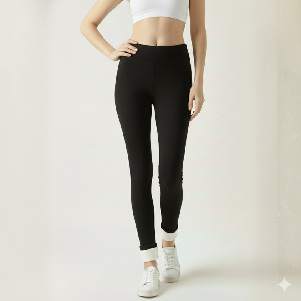 Ivana Women’s Fleece-Lined Leggings – Stretchy Winter Warmth Fleece-Lined Tights