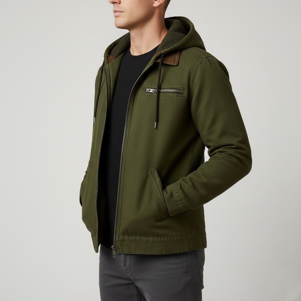 Arthur Men’s Hooded Jacket – Lightweight Windbreaker Jacket with Fleece Lining