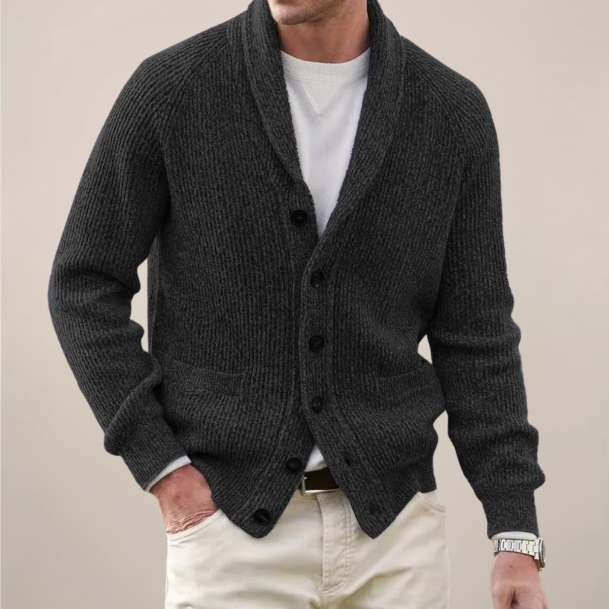 Simon | Men’s Spring Shawl Collar Button Cardigan