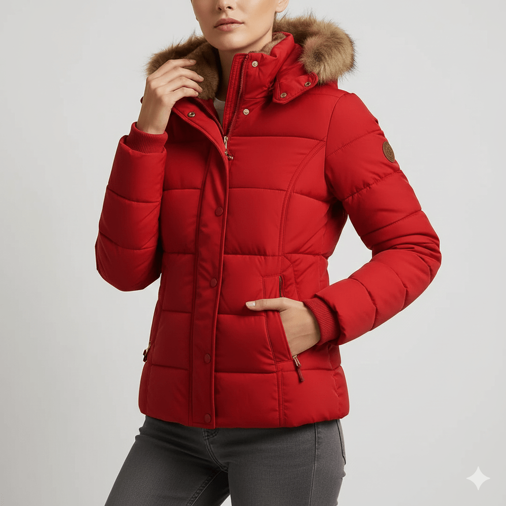 Zuzanna Women’s Puffer Jacket – Quilted Winter Coat with Detachable Fur Hood