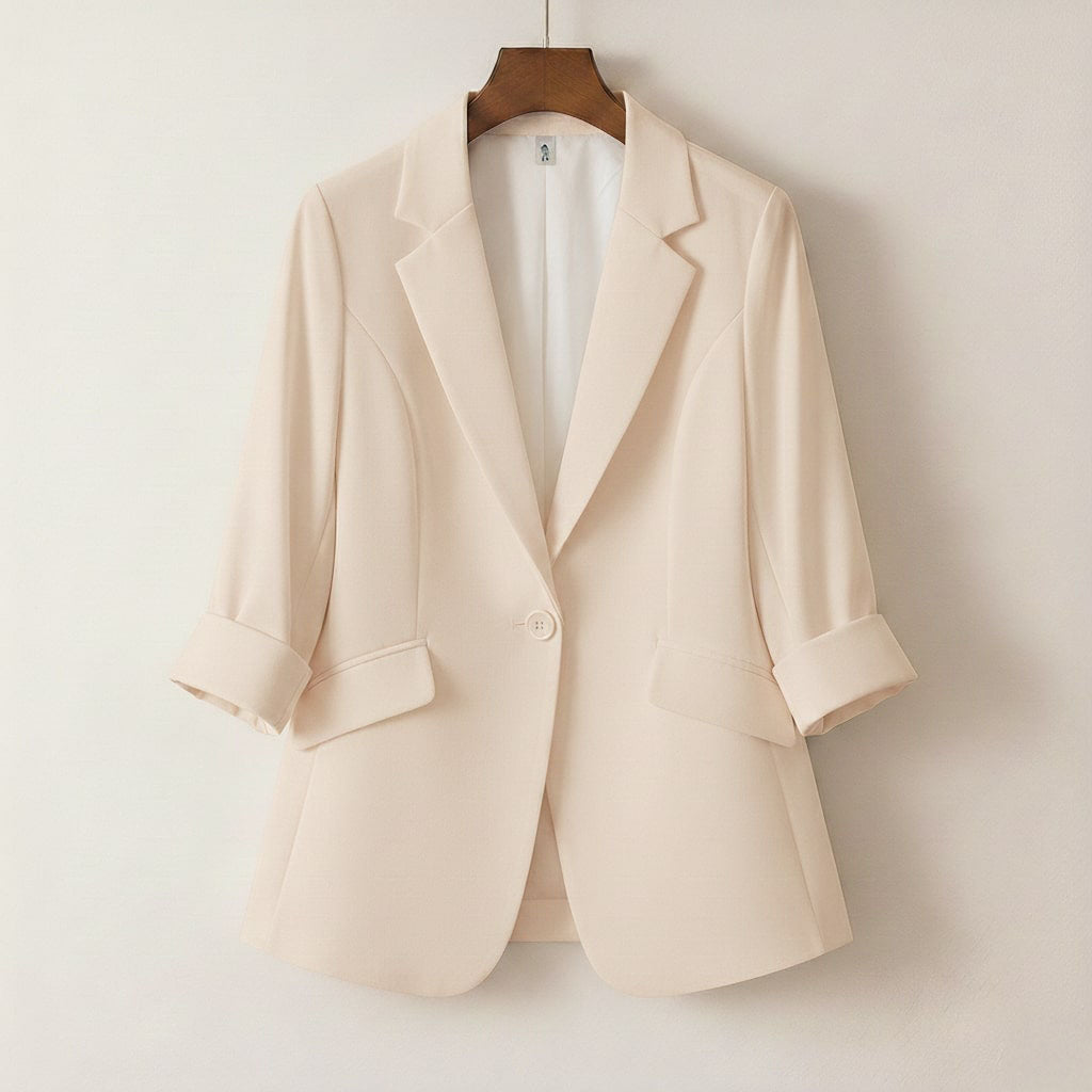 Lucia Women’s Linen-Blazer – Silky Structured Tailored Fit for Wrinkle-Resistant Style