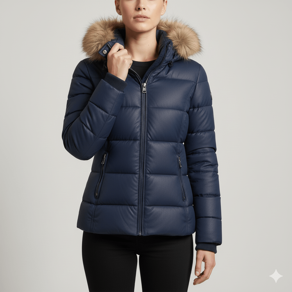 Zuzanna Women’s Puffer Jacket – Quilted Winter Coat with Detachable Fur Hood