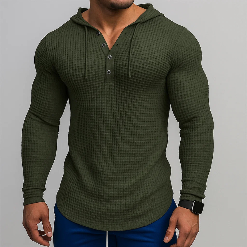 Riccardo Men’s Hoodie Pullover – Waffle Knit Textured Pullover