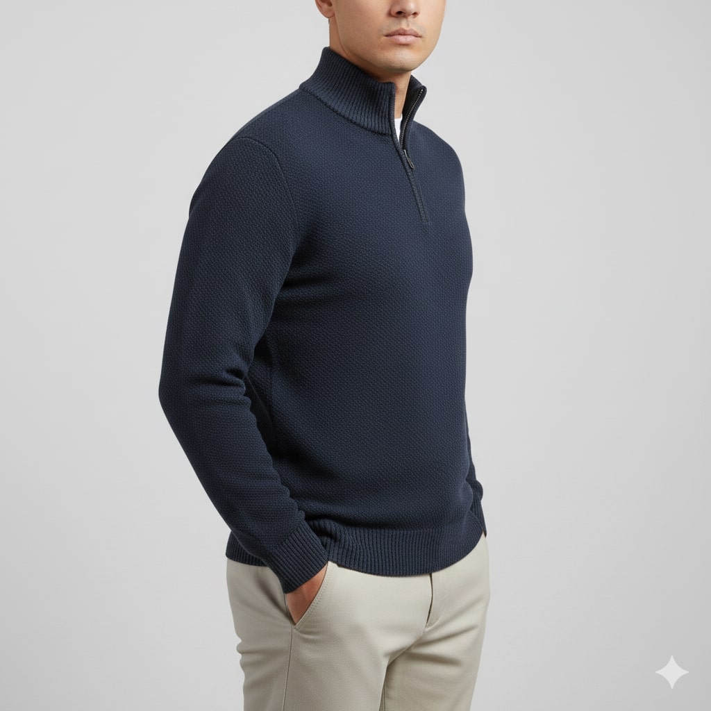Jonas Men’s Quarter-Zip Sweater – Cotton Knit Pullover for Layered Comfort