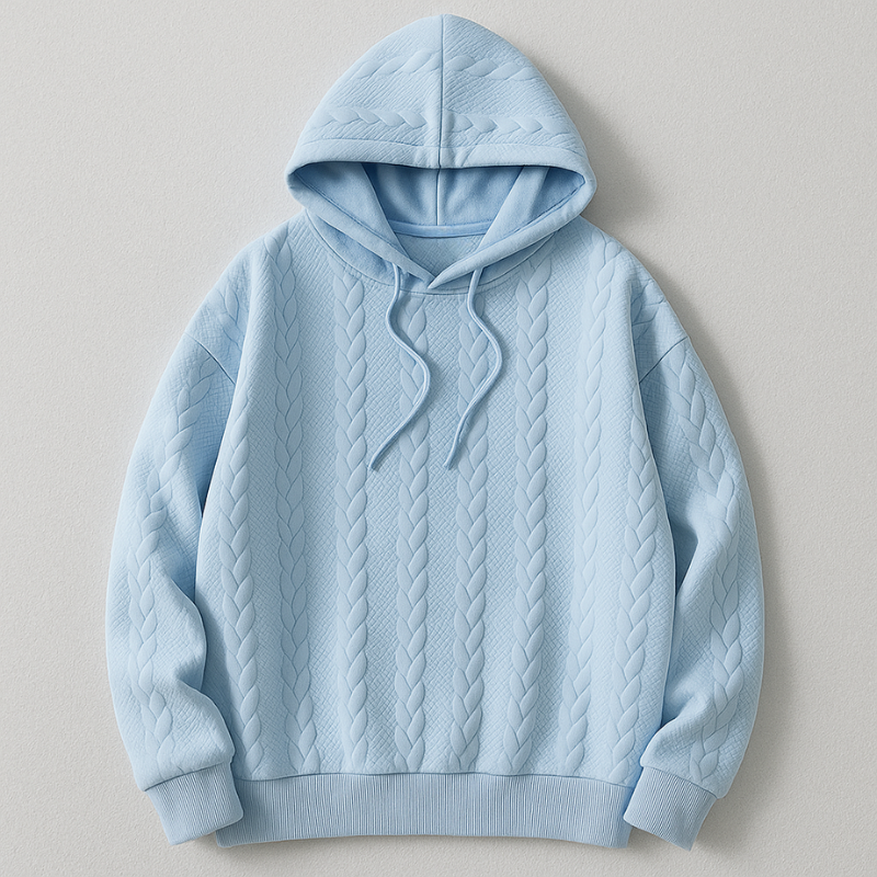 Tristan Men’s Cable Knit Hoodie – Textured Cotton Comfort for Cool Weather