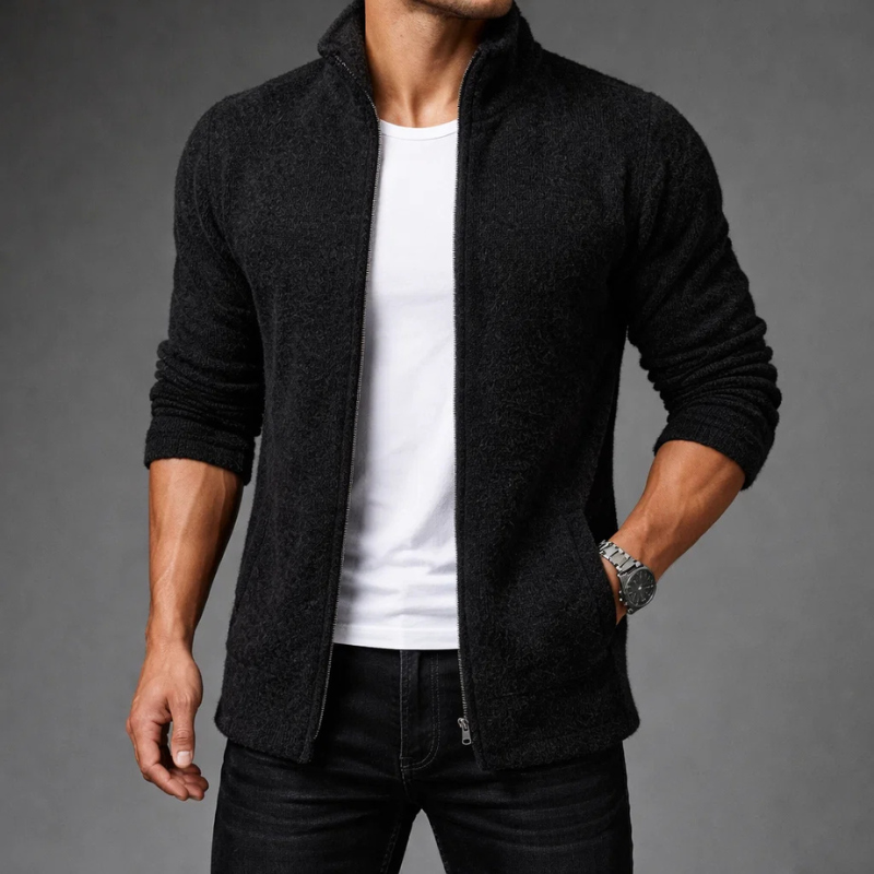 Manuel Men’s Fleece Jacket – Mid-Length Zip Up Jacket for Cold Weather