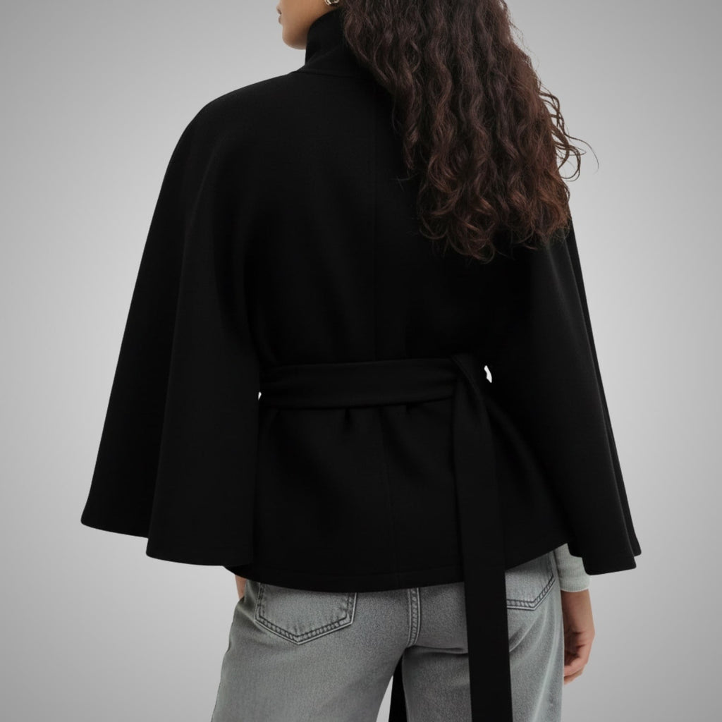 Stella Women’s Lightweight Jacket – High Collar Coat with Flared Cape Sleeves Design