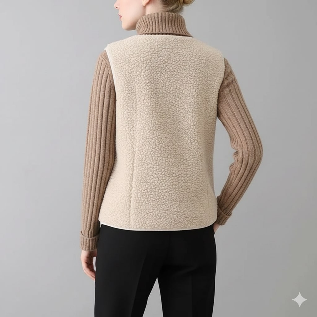 Estelle Women’s Fleece Vest – Plush Shearling Vest Lightweight Layer