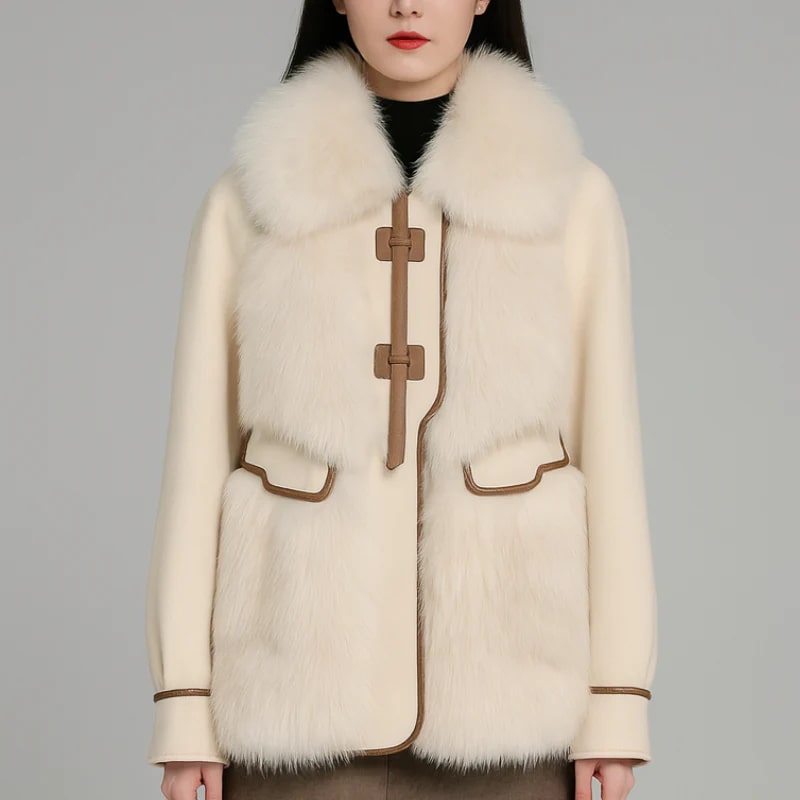 Lea Women’s Plush Fur Coat – Luxurious Winter Jacket with Toggle Closure