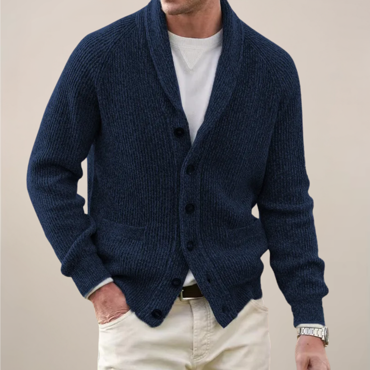 Simon | Men’s Spring Shawl Collar Button Cardigan