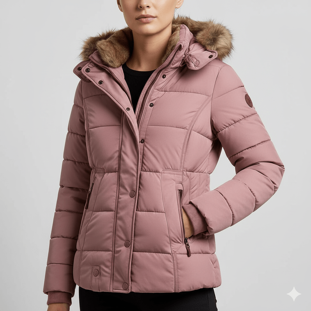 Zuzanna Women’s Puffer Jacket – Quilted Winter Coat with Detachable Fur Hood