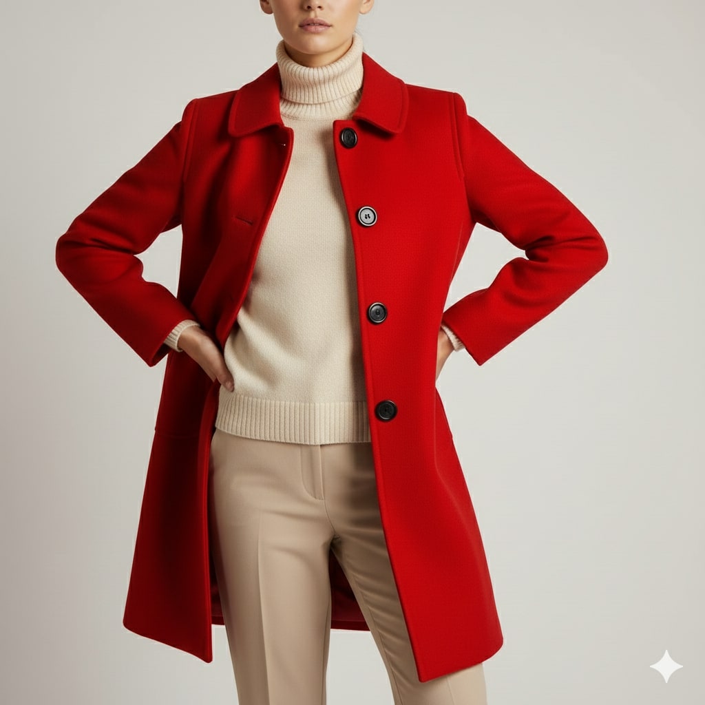Léonie Women’s Wool Coat – Virgin Wool Overcoat with Tailored Straight Cut