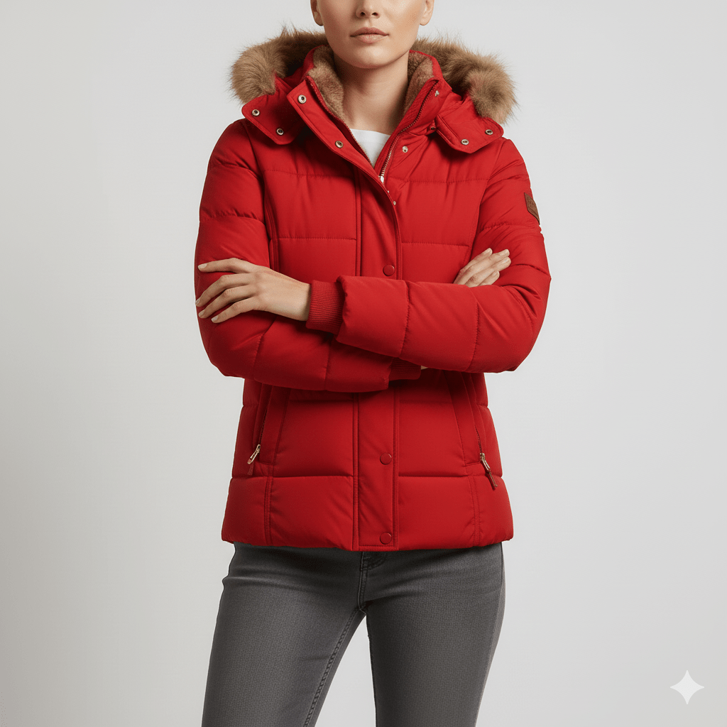 Zuzanna Women’s Puffer Jacket – Quilted Winter Coat with Detachable Fur Hood