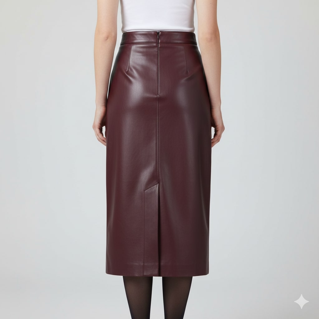 Nina Women’s Leather Pencil Skirt – High-Waist Slim Fit Leather Skirt