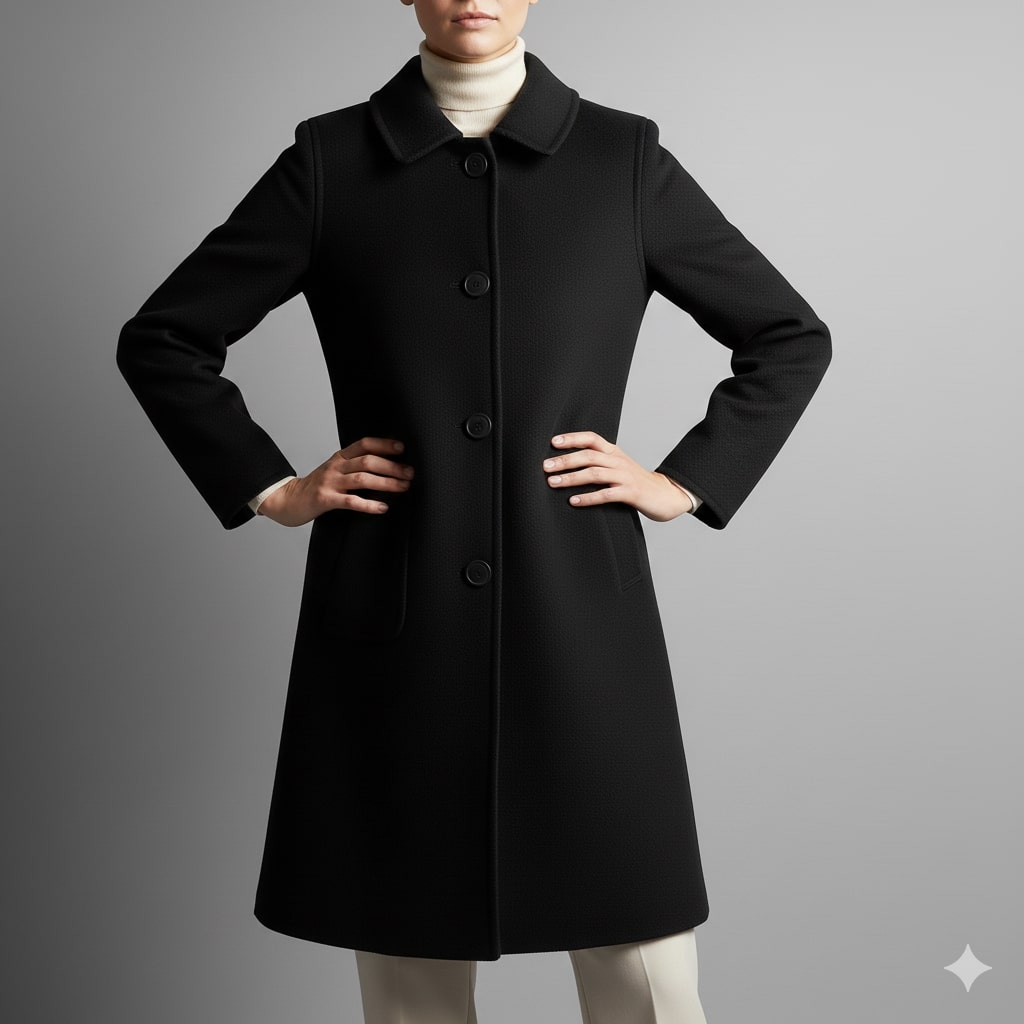 Léonie Women’s Wool Coat – Virgin Wool Overcoat with Tailored Straight Cut