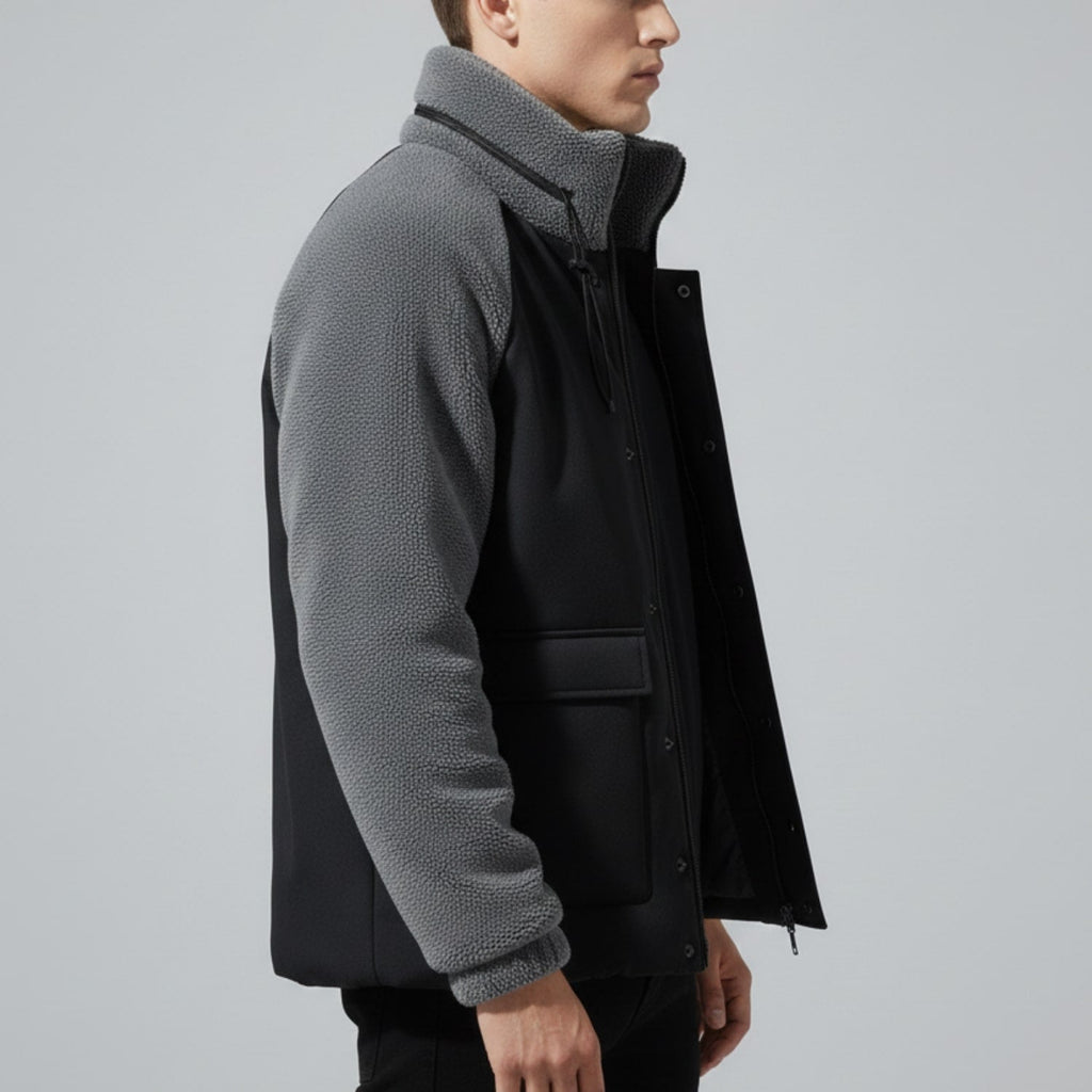 Diego Men’s Fleece Jacket – Hybrid Sherpa Zip Up Jacket