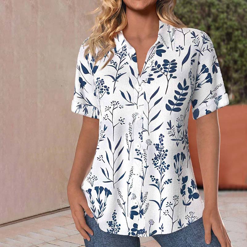 Logan | Casual Leaf Print Blouse