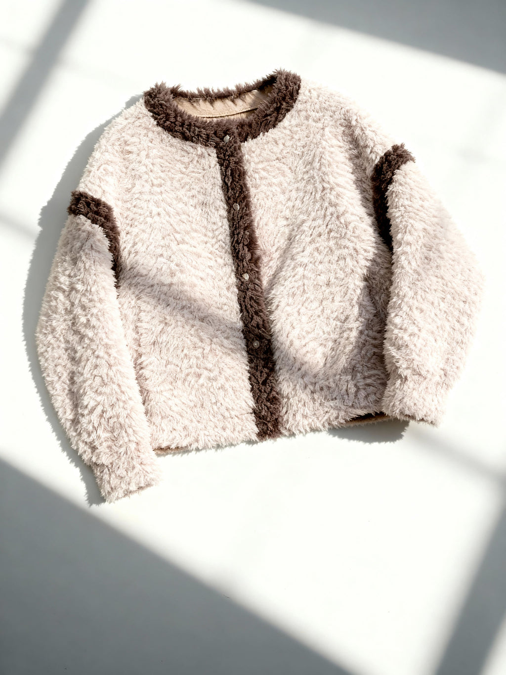 Rose Women’s Sherpa Jacket – Fuzzy Button-Up with Contrast Trim