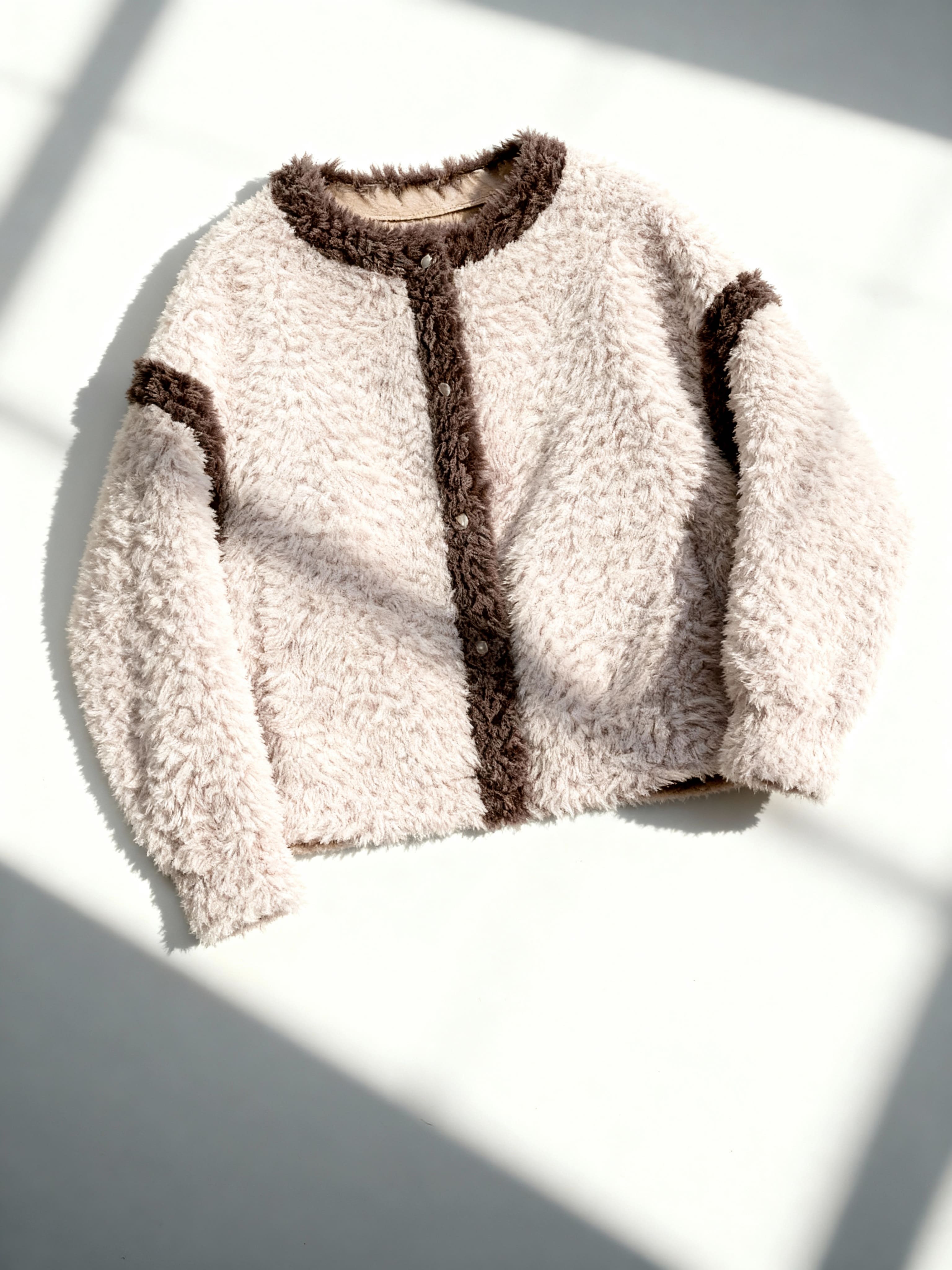 Rose Women’s Sherpa Jacket – Fuzzy Button-Up with Contrast Trim