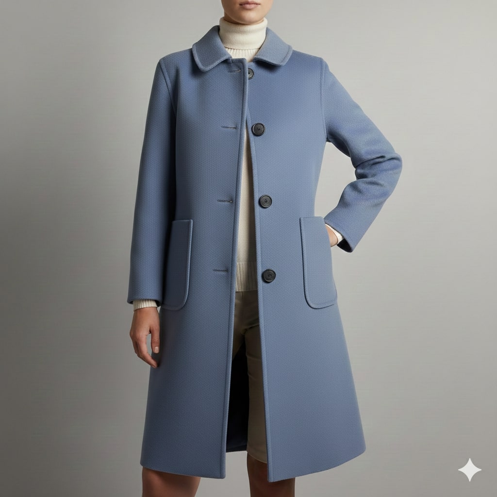 Léonie Women’s Wool Coat – Virgin Wool Overcoat with Tailored Straight Cut