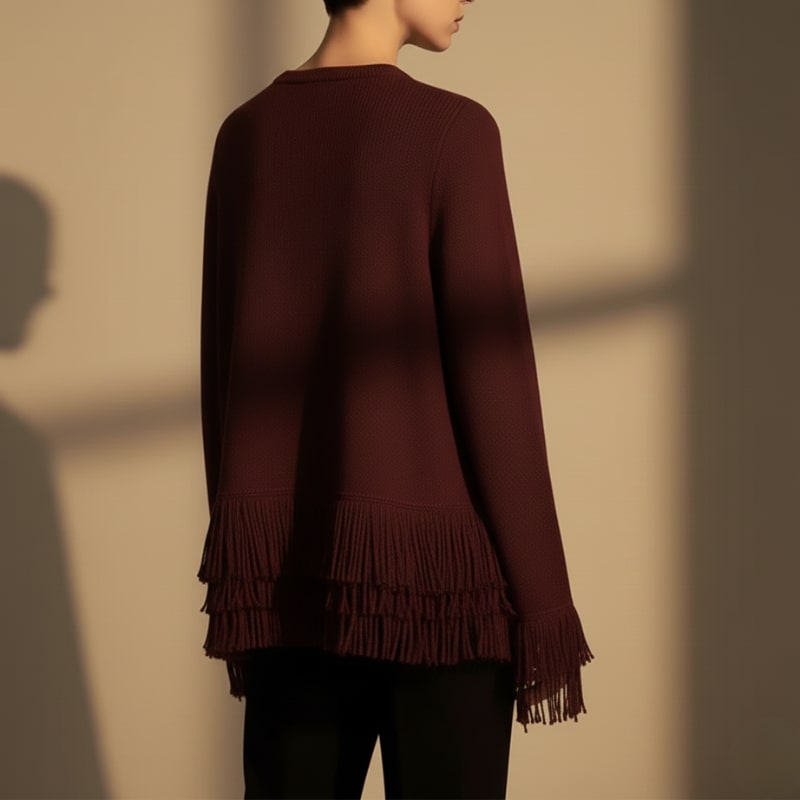 Colette Women’s Cardigan – Structured Knit Cardigan with Fringe Style Silhouette