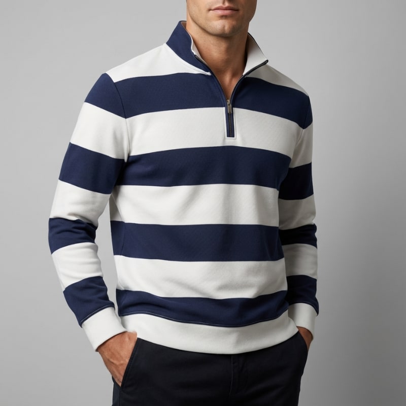 Connor Men’s Quarter-Zip Sweater – Medium-Weight Cotton Knit with Relaxed Fit Pullover