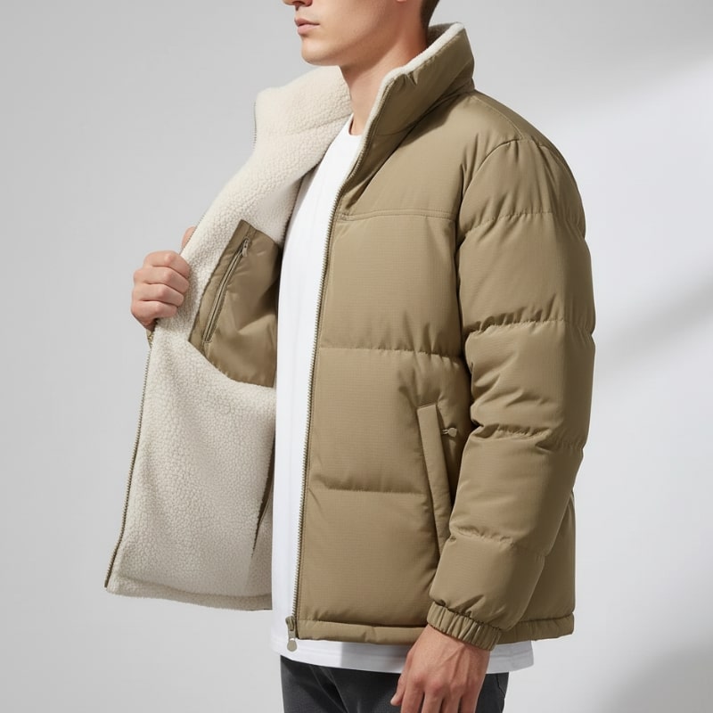 Ruben Men’s Reversible Puffer Jacket – Sherpa Fleece & Quilted Jacket