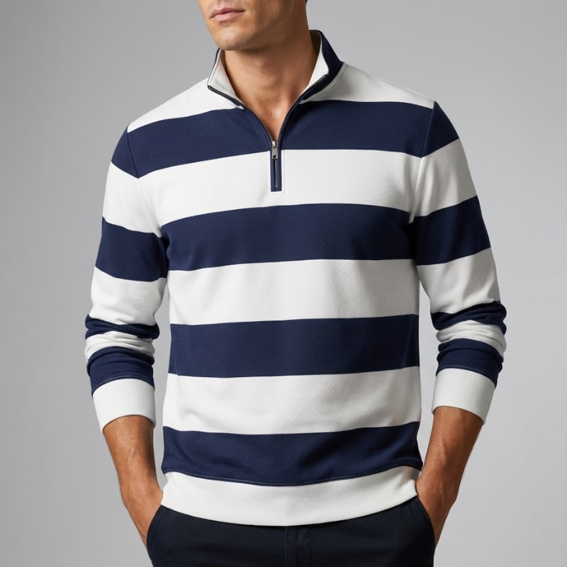 Connor Men’s Quarter-Zip Sweater – Medium-Weight Cotton Knit with Relaxed Fit Pullover