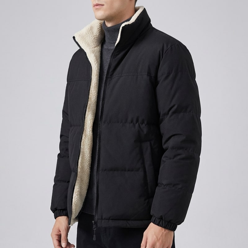 Ruben Men’s Reversible Puffer Jacket – Sherpa Fleece & Quilted Jacket
