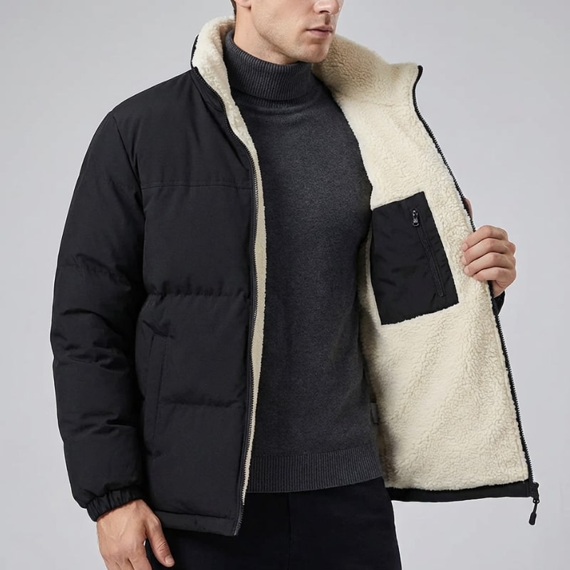 Ruben Men’s Reversible Puffer Jacket – Sherpa Fleece & Quilted Jacket