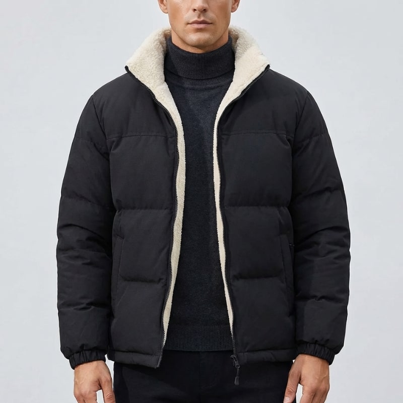 Ruben Men’s Reversible Puffer Jacket – Sherpa Fleece & Quilted Jacket