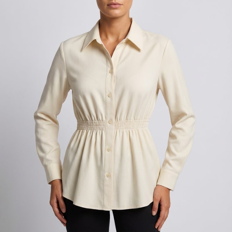 Naomi Women’s Button-Up Shirt – Soft Woven Fabric with Defined Waist Fit