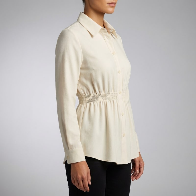 Naomi Women’s Button-Up Shirt – Soft Woven Fabric with Defined Waist Fit