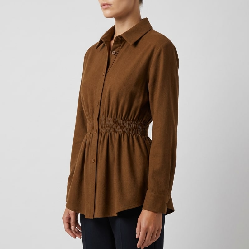 Naomi Women’s Button-Up Shirt – Soft Woven Fabric with Defined Waist Fit