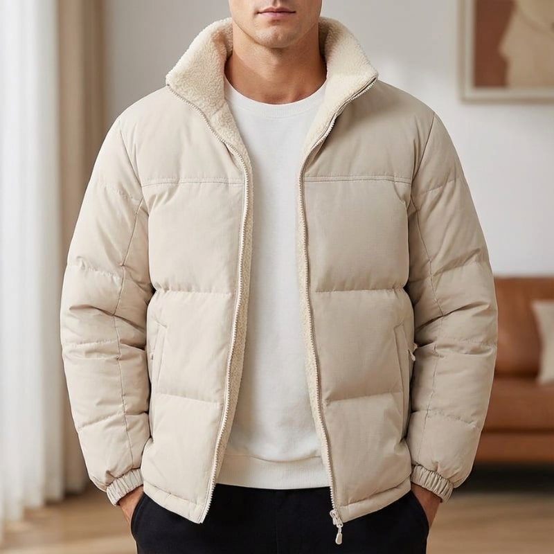 Ruben Men’s Reversible Puffer Jacket – Sherpa Fleece & Quilted Jacket