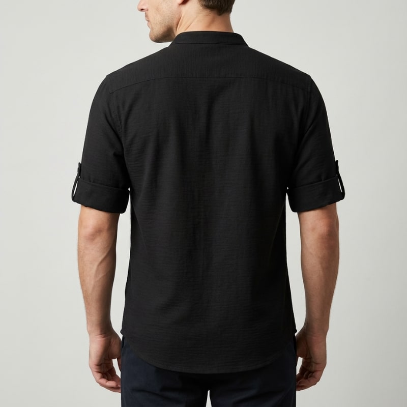 Ivan Men’s Shirt – Lightweight Button Neck Cotton Linen Henley Shirt