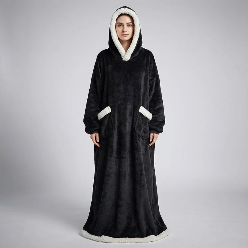 Ilse Women’s Hooded Plush Robe – Full-Length Soft Cozy Loungewear