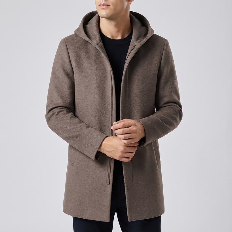Diego Men’s Down Coat – Insulated Merino Wool Hooded Mid-Thigh Winter Jacket