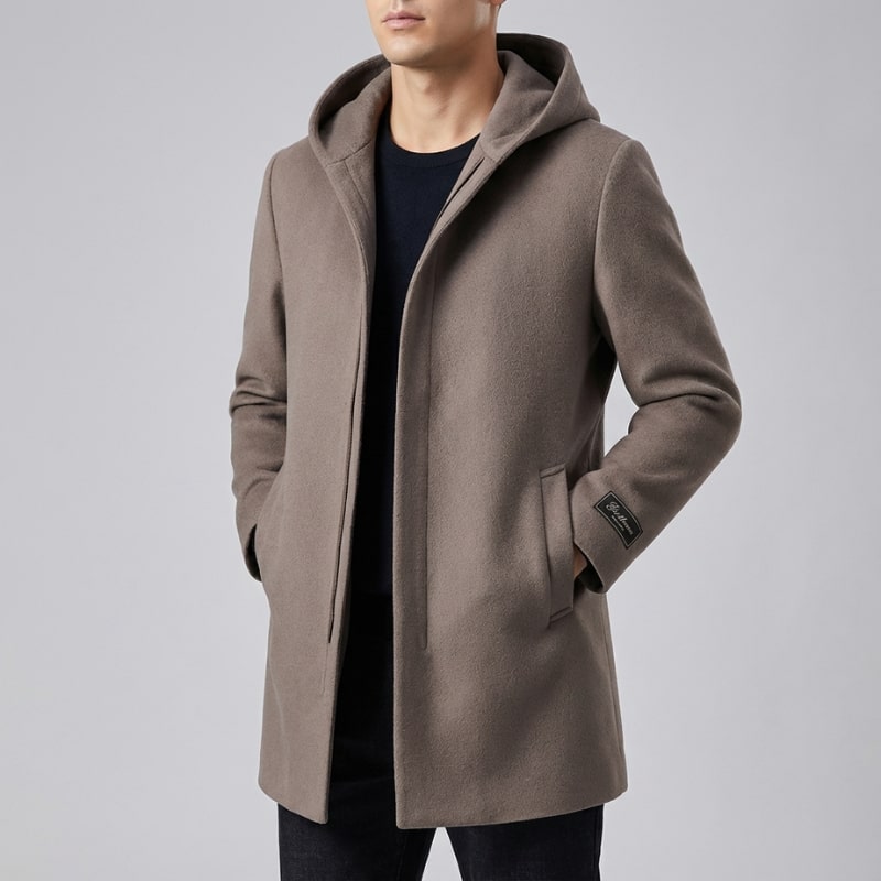 Diego Men’s Down Coat – Insulated Merino Wool Hooded Mid-Thigh Winter Jacket