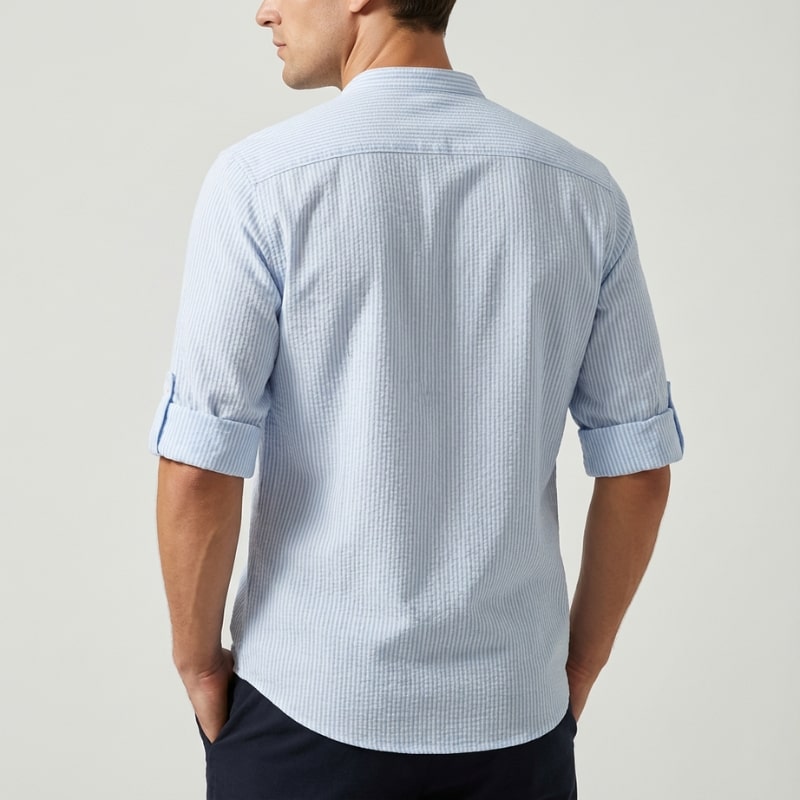 Ivan Men’s Shirt – Lightweight Button Neck Cotton Linen Henley Shirt