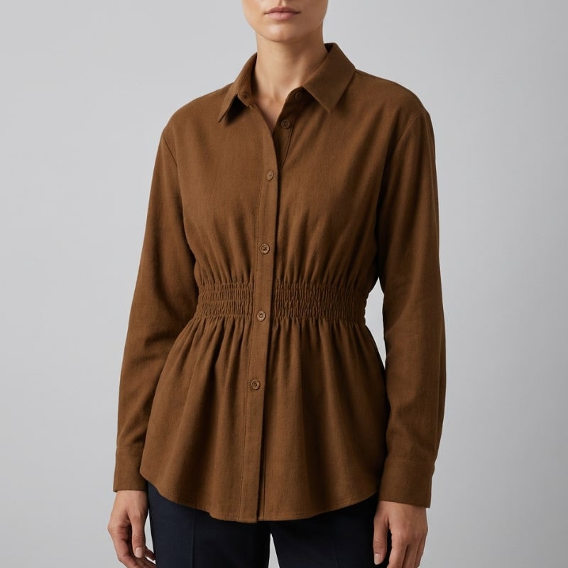 Naomi Women’s Button-Up Shirt – Soft Woven Fabric with Defined Waist Fit