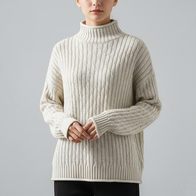 Noémie Women’s Cashmere Knit Pullover – Relaxed Drop-Shoulder Sweater
