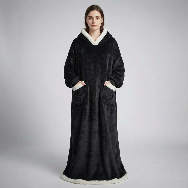 Ilse Women’s Hooded Plush Robe – Full-Length Soft Cozy Loungewear