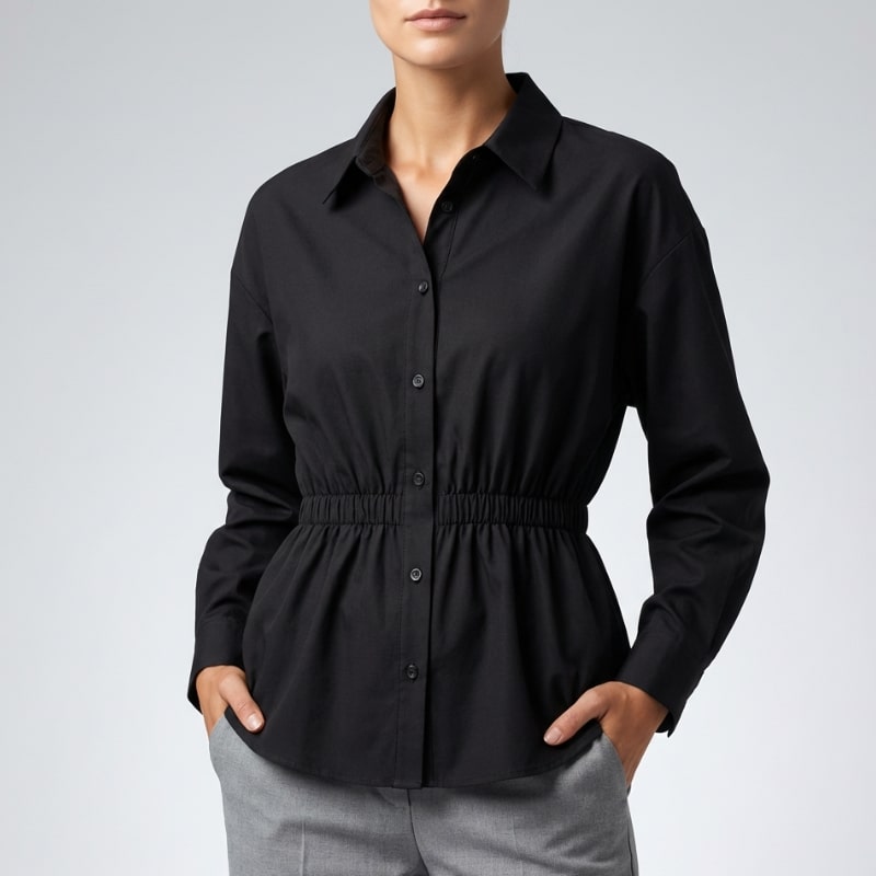 Naomi Women’s Button-Up Shirt – Soft Woven Fabric with Defined Waist Fit