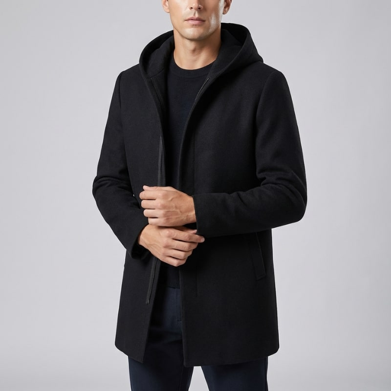 Diego Men’s Down Coat – Insulated Merino Wool Hooded Mid-Thigh Winter Jacket