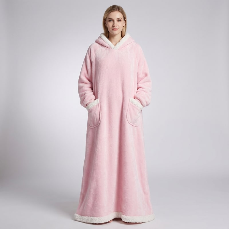 Ilse Women’s Hooded Plush Robe – Full-Length Soft Cozy Loungewear