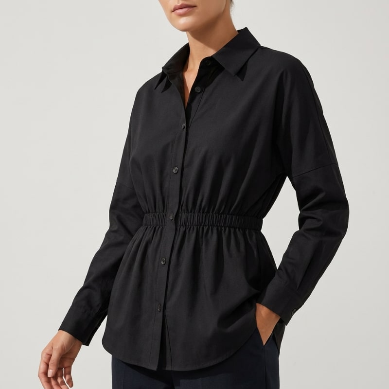 Naomi Women’s Button-Up Shirt – Soft Woven Fabric with Defined Waist Fit