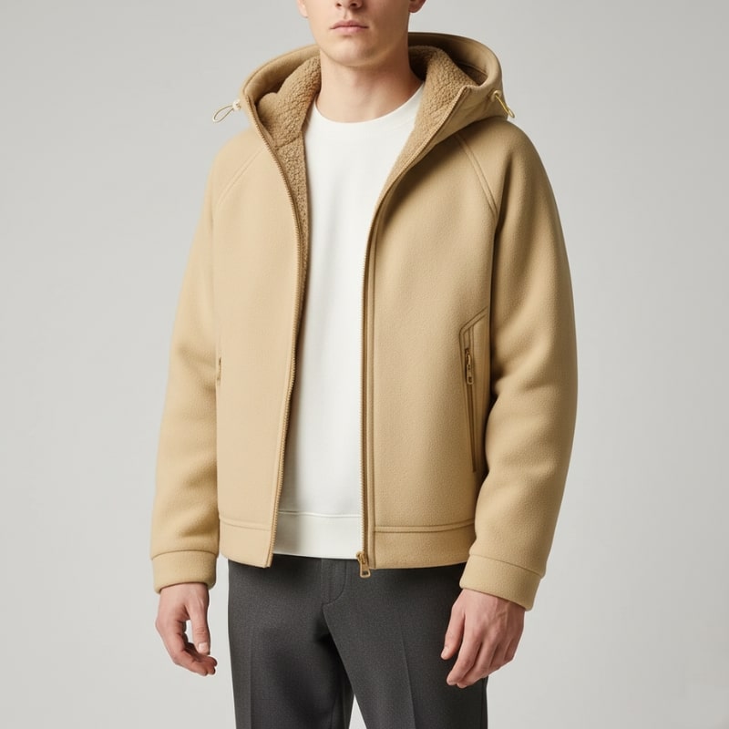 Sven Men’s Sherpa Lined Jacket – Warm Fleece Zip-Up Hooded Jacket for Cold Weather