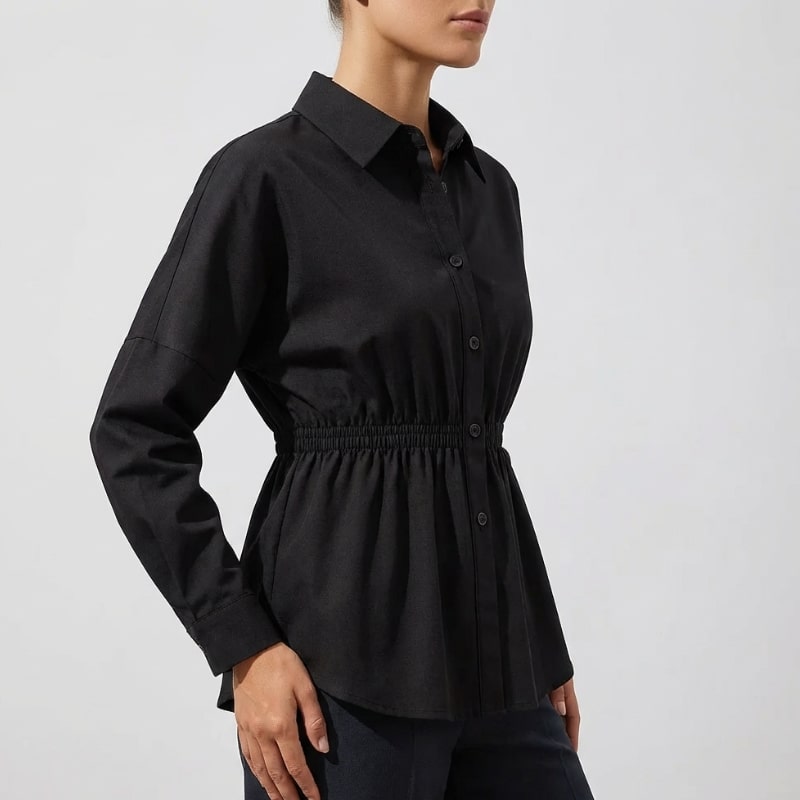 Naomi Women’s Button-Up Shirt – Soft Woven Fabric with Defined Waist Fit